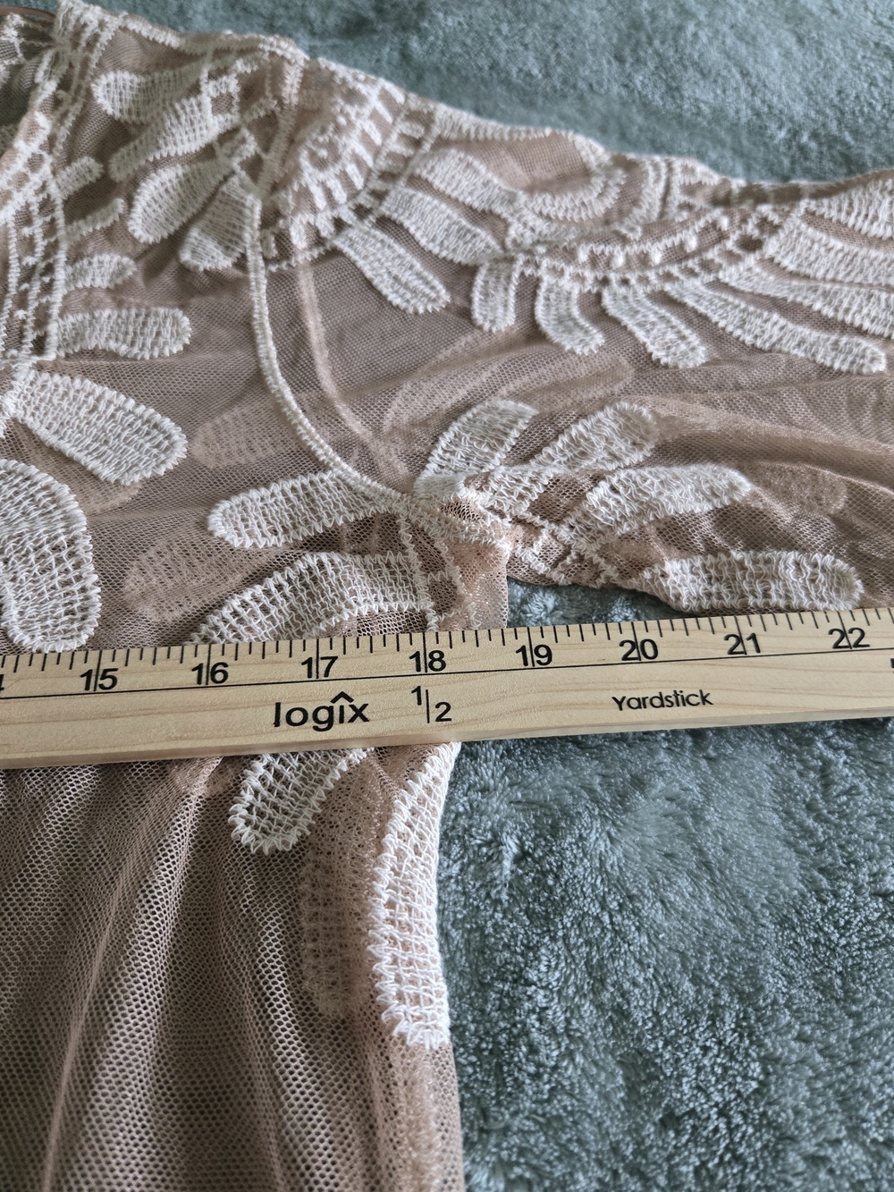 Rebellion Sheer Embroidered Duster in Blush Nude - Picture 4 of 5